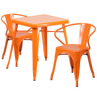 Flash Furniture CH-31330-2-70-OR-GG Metal Table Set in Orange